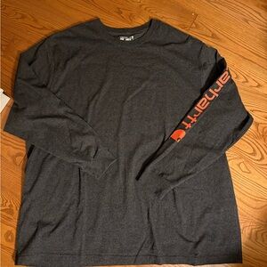 3xl Carhartt Men's Charcoal Long Sleeve Tee with Orange Logo